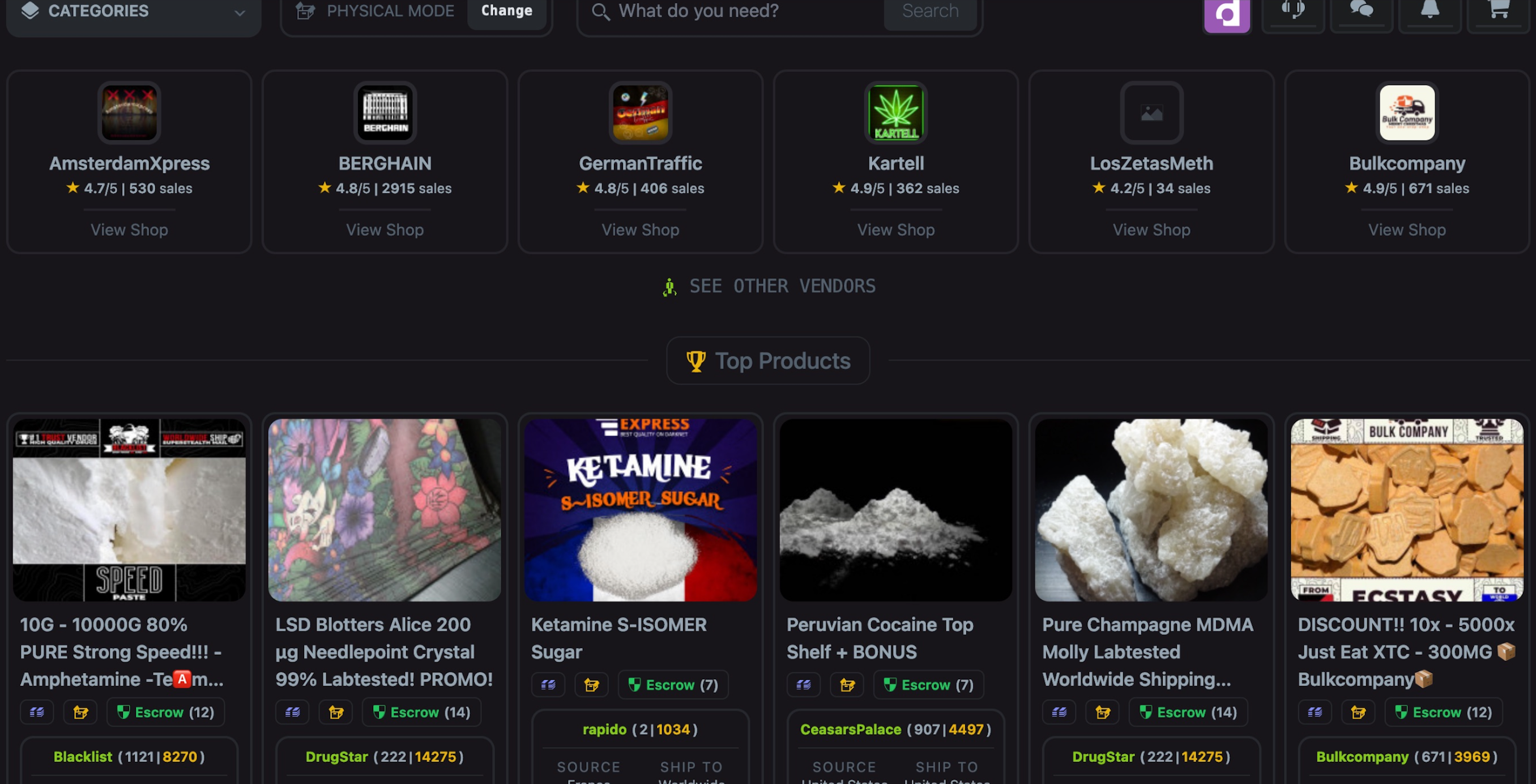 Nexus market - screen